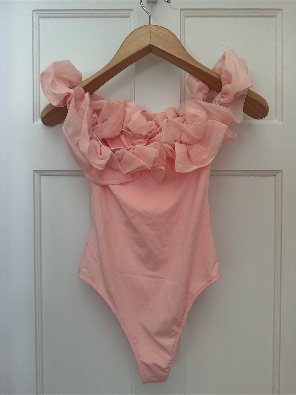 Pink Ruffle One-Piece Bodysuit - Picture 4 of 5